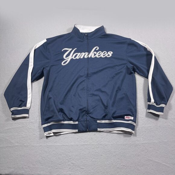 New York Yankees Jacket Men XL Stitches Athletic Zip Up Full Track‎ Navy White - Picture 1 of 12
